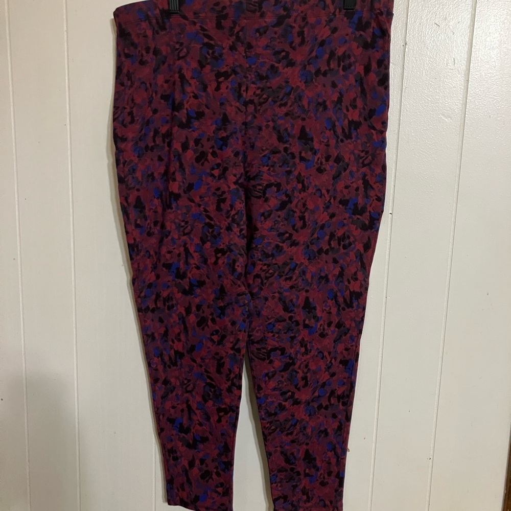 Torrid Red and Blue Cropped Pants with Tapered Leg